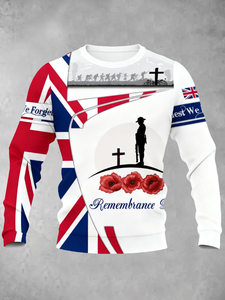 Men's Remembrance Day UK army flag Crew Neck Sweatshirt
