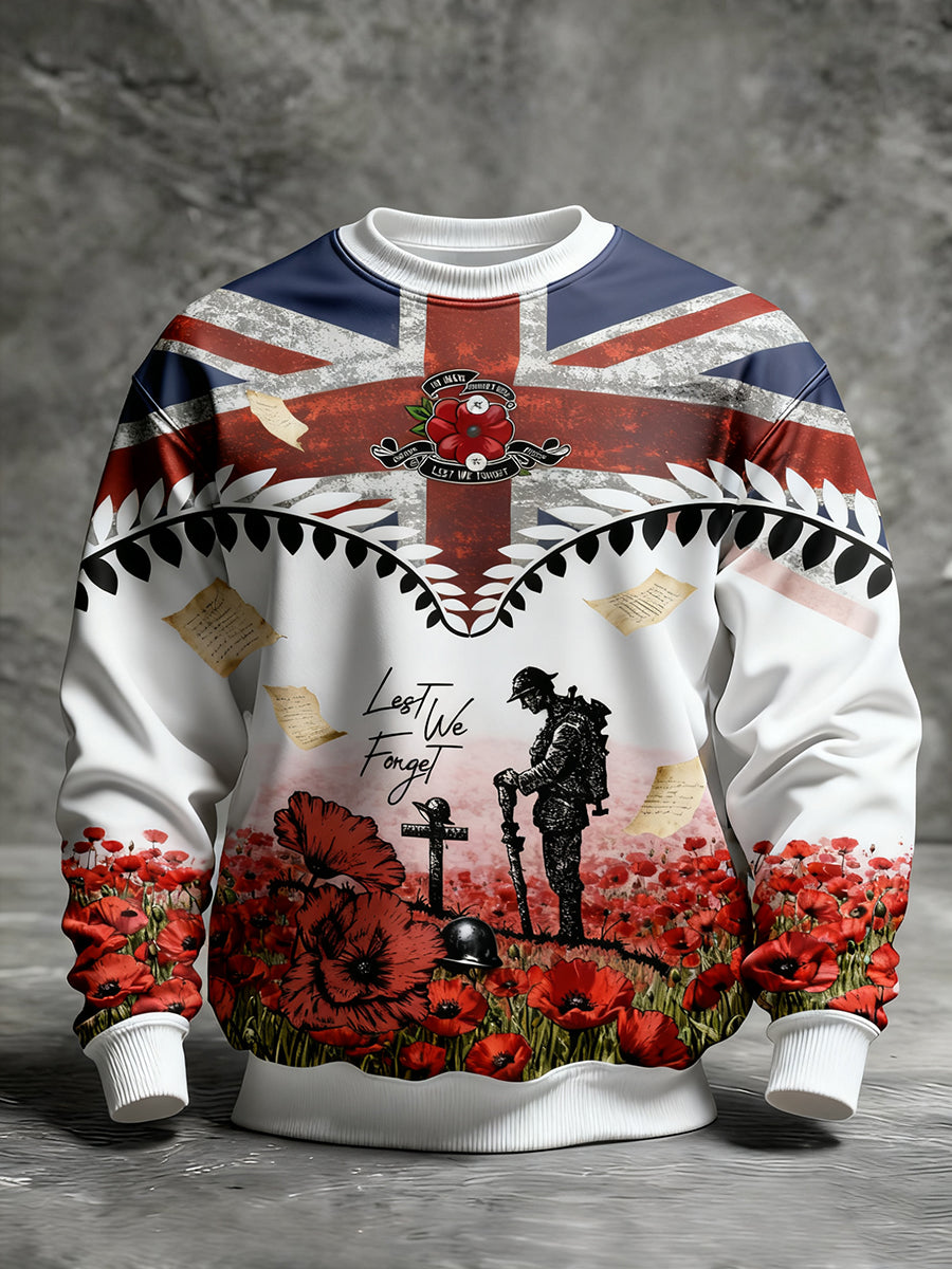 Men's Remembrance Day Lest We Forget Printed Sweatshirt