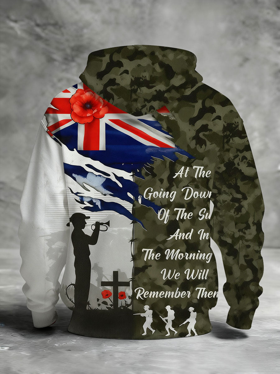 Men's Remembrance Day Lest We Forget Printed Hoodie