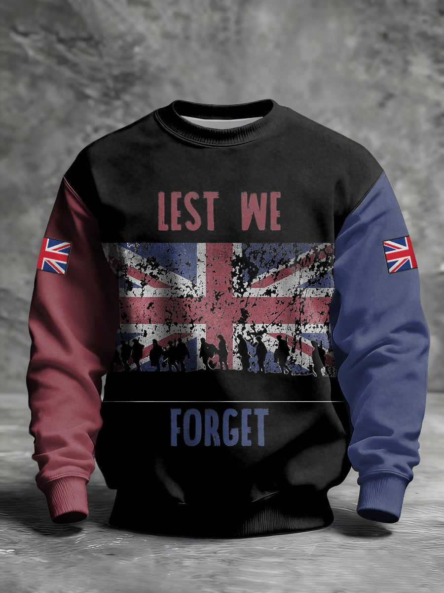 Men's Remembrance Day Lest We Forget Printed Sweatshirt