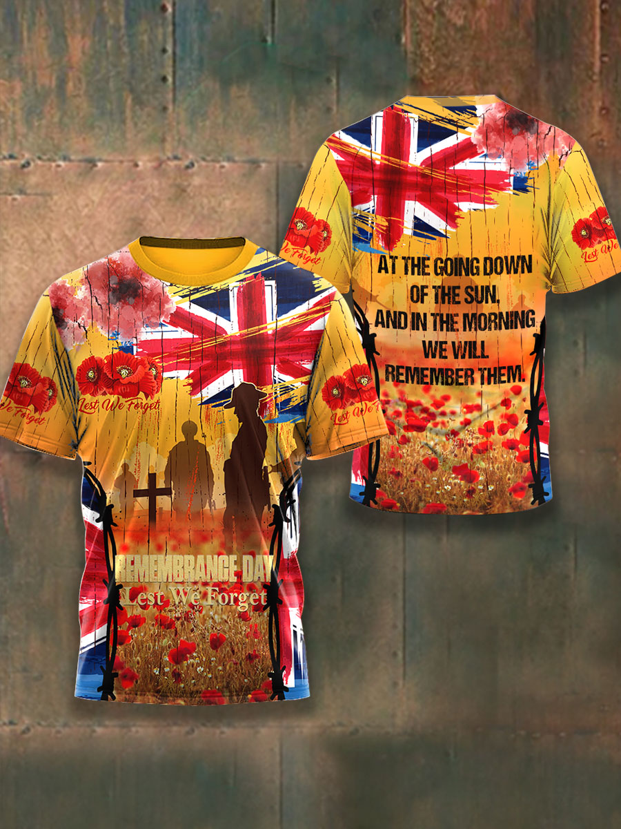 Men's Remembrance Day Lest We Forget Short Sleeves T-shirt