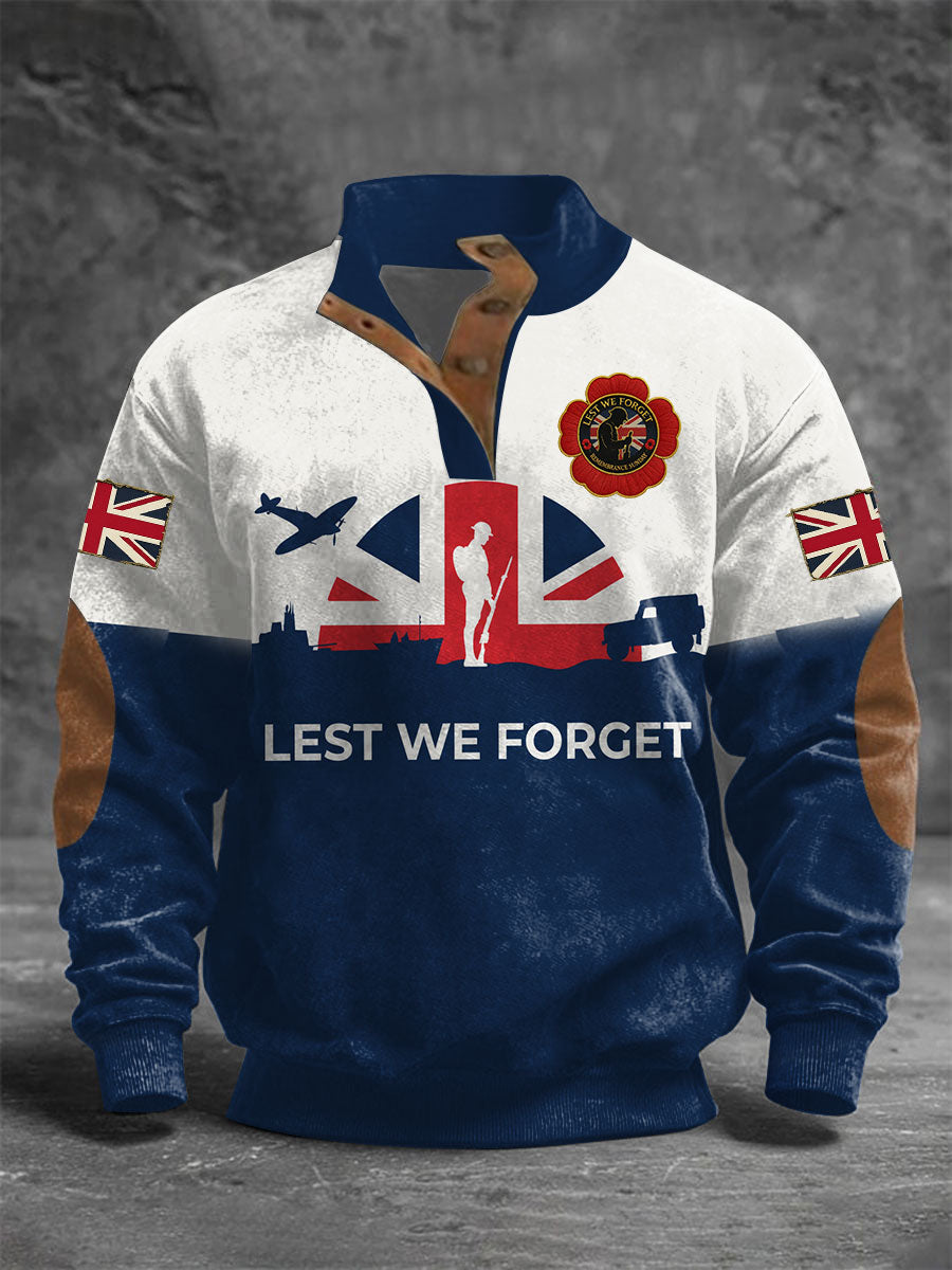 Men's Remembrance Day Lest We Forget Four-button Hoodie
