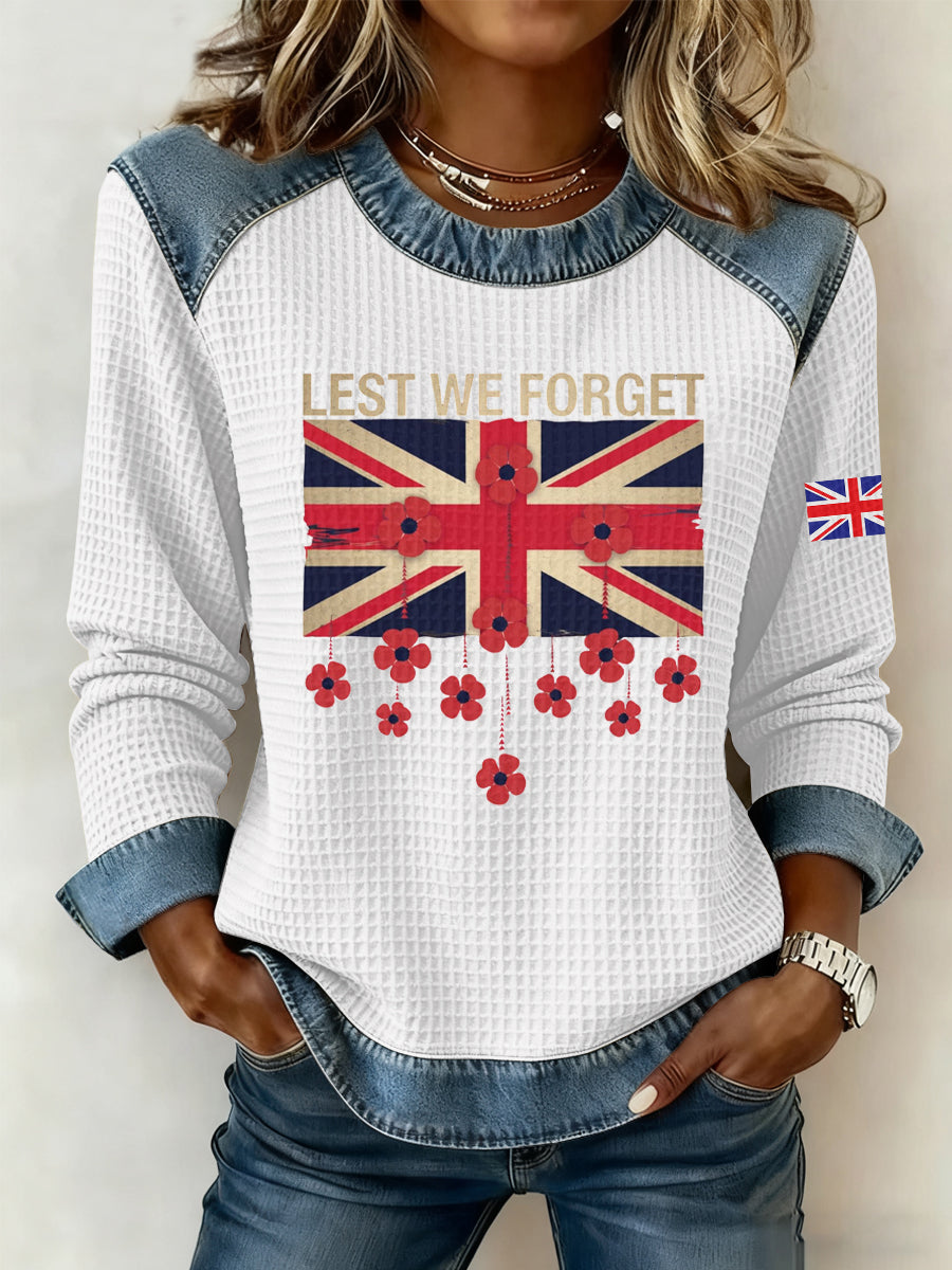 Women's Remembrance Day Print Waffle Sweatshirt