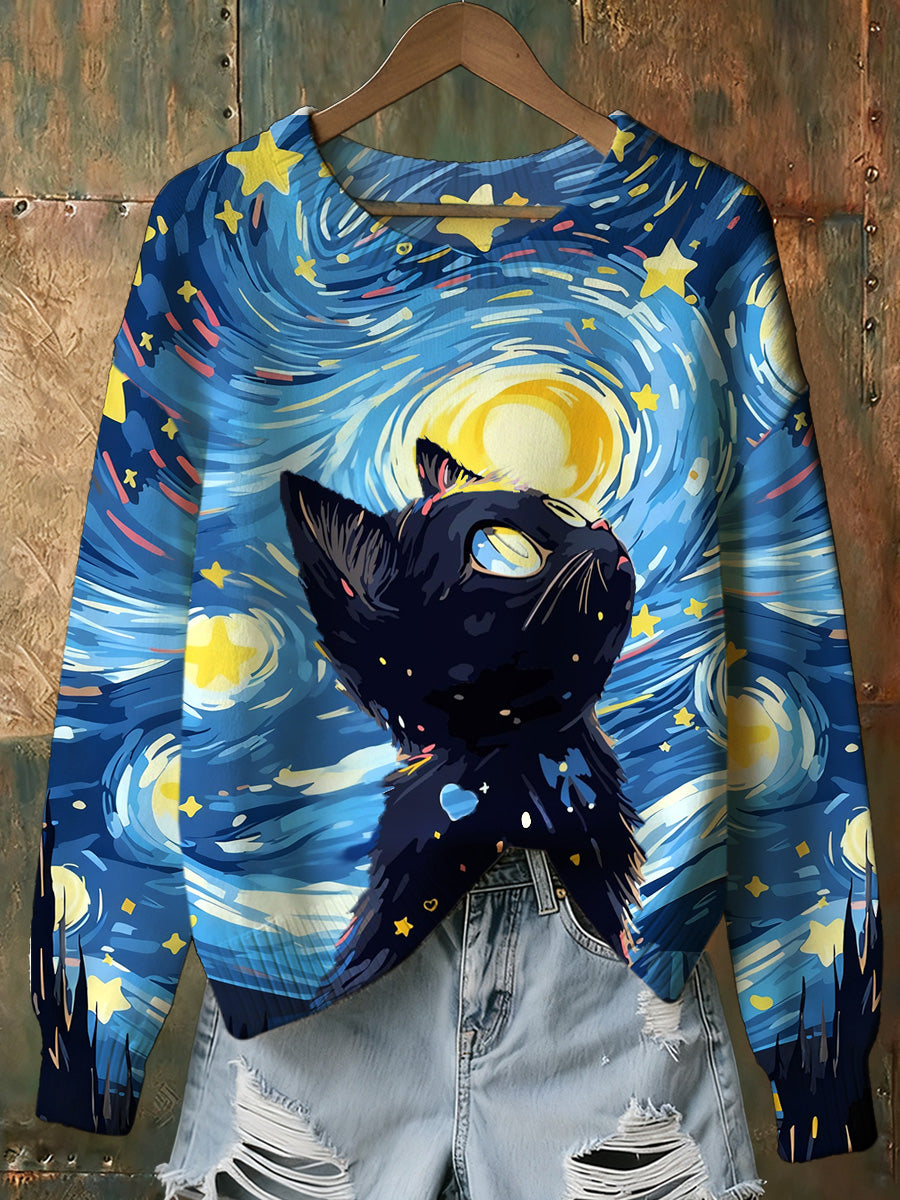 Women's Christmas Art Print Commemorative Sweatshirt