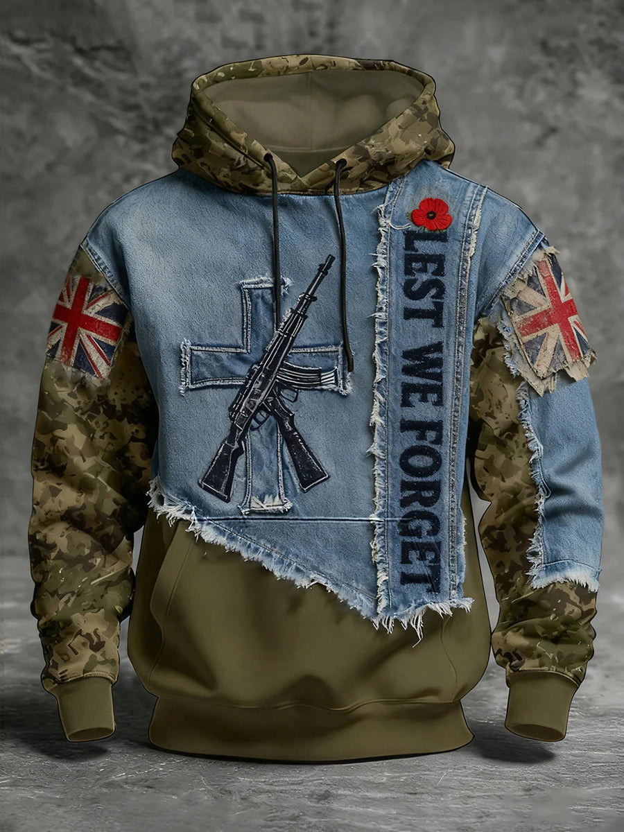 Men's Remembrance Day Lest We Forget Hoodie with Pockets