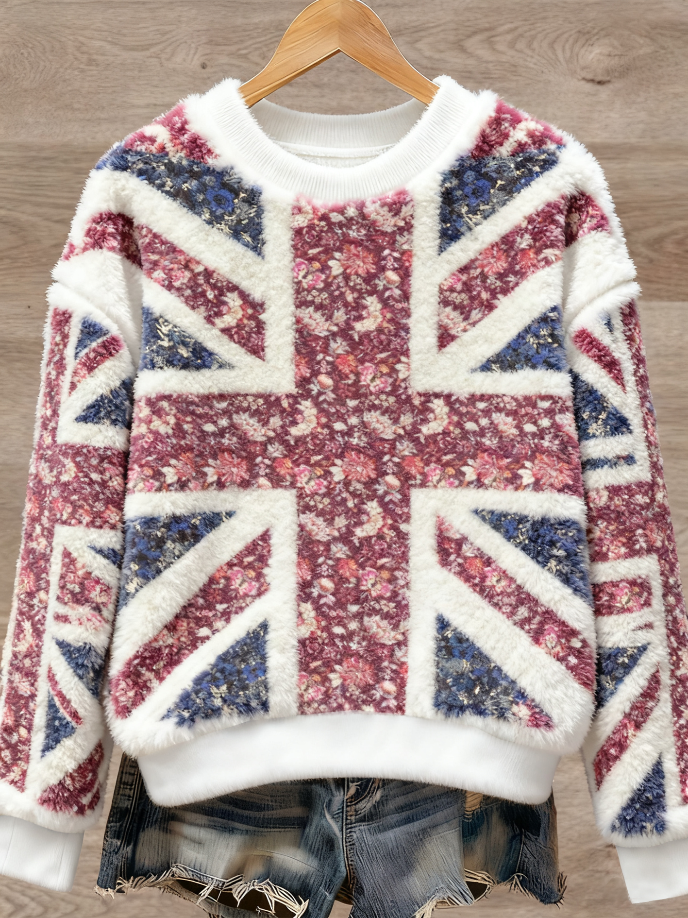 Women's British style Art Print Casual Flannel Sweater