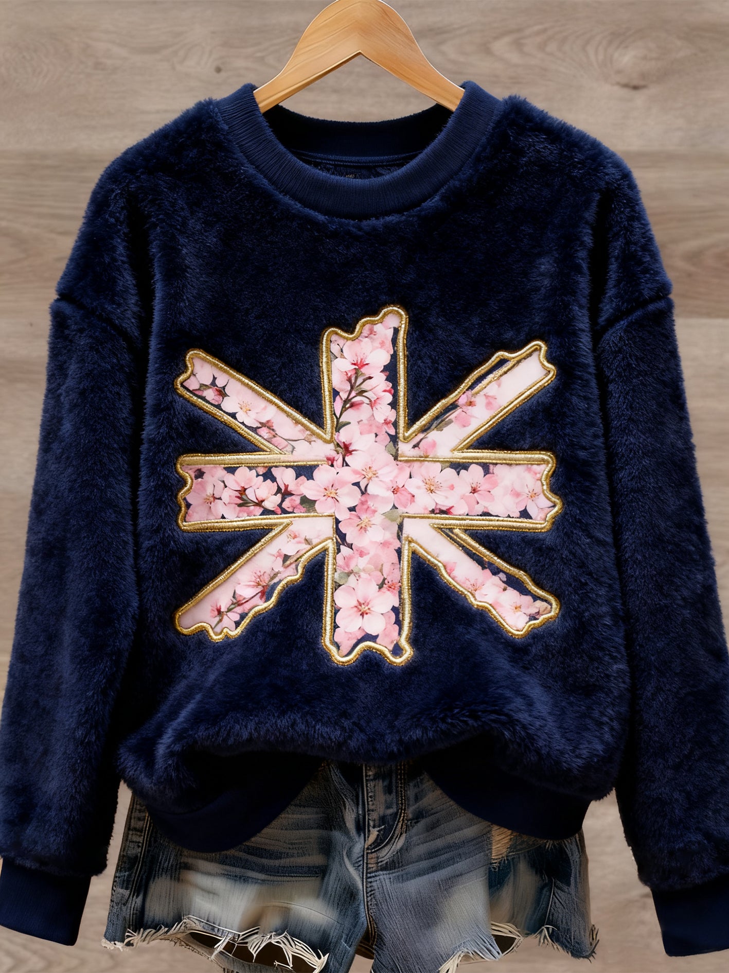 Women's British style Art Print Casual Flannel Sweater