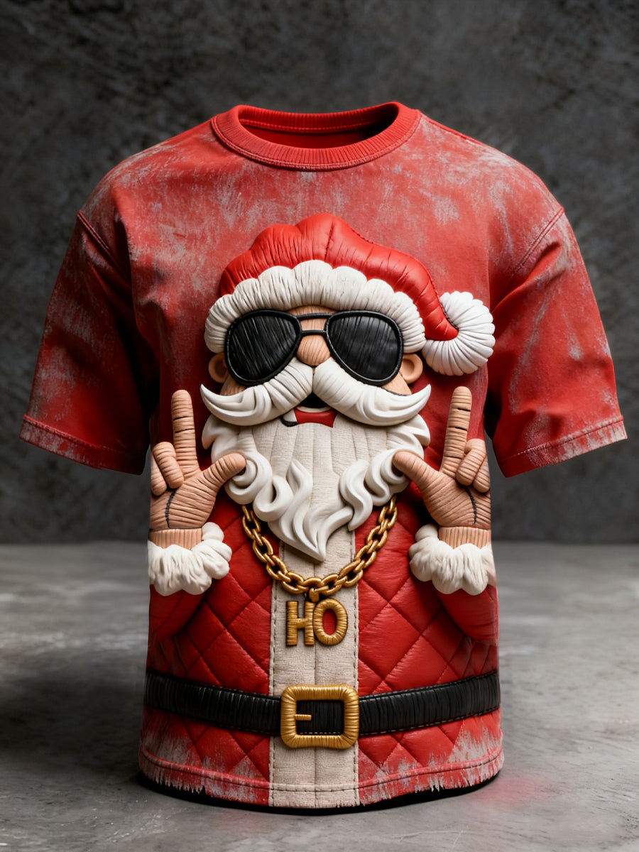Rockin' Santa Christmas Fun Casual T-Shirt