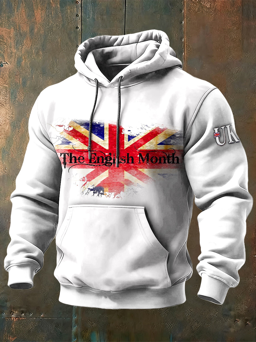 Men's British Flag White Hooded Sweatshirt