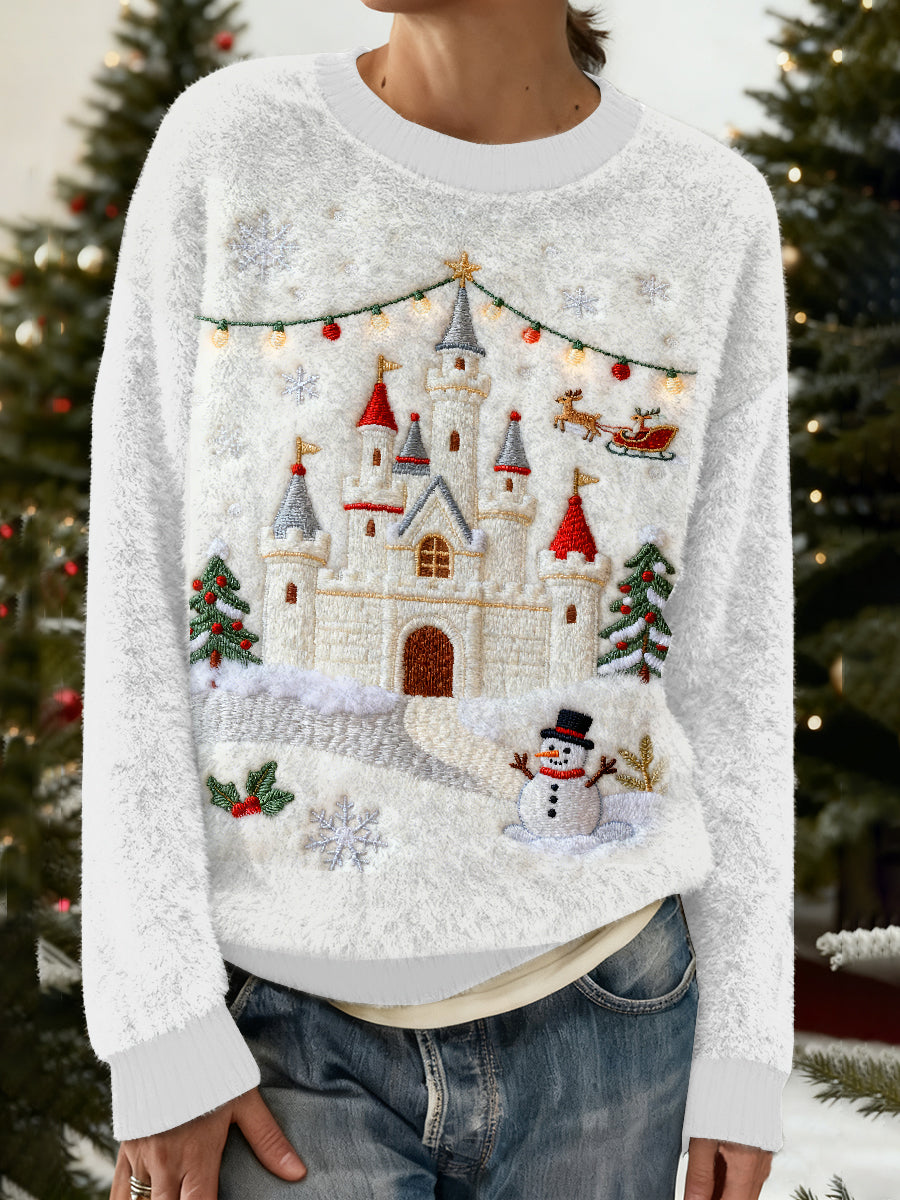 Gorgeous Christmas Snow Scene Printed Casual Long Sleeved Sweatshirt
