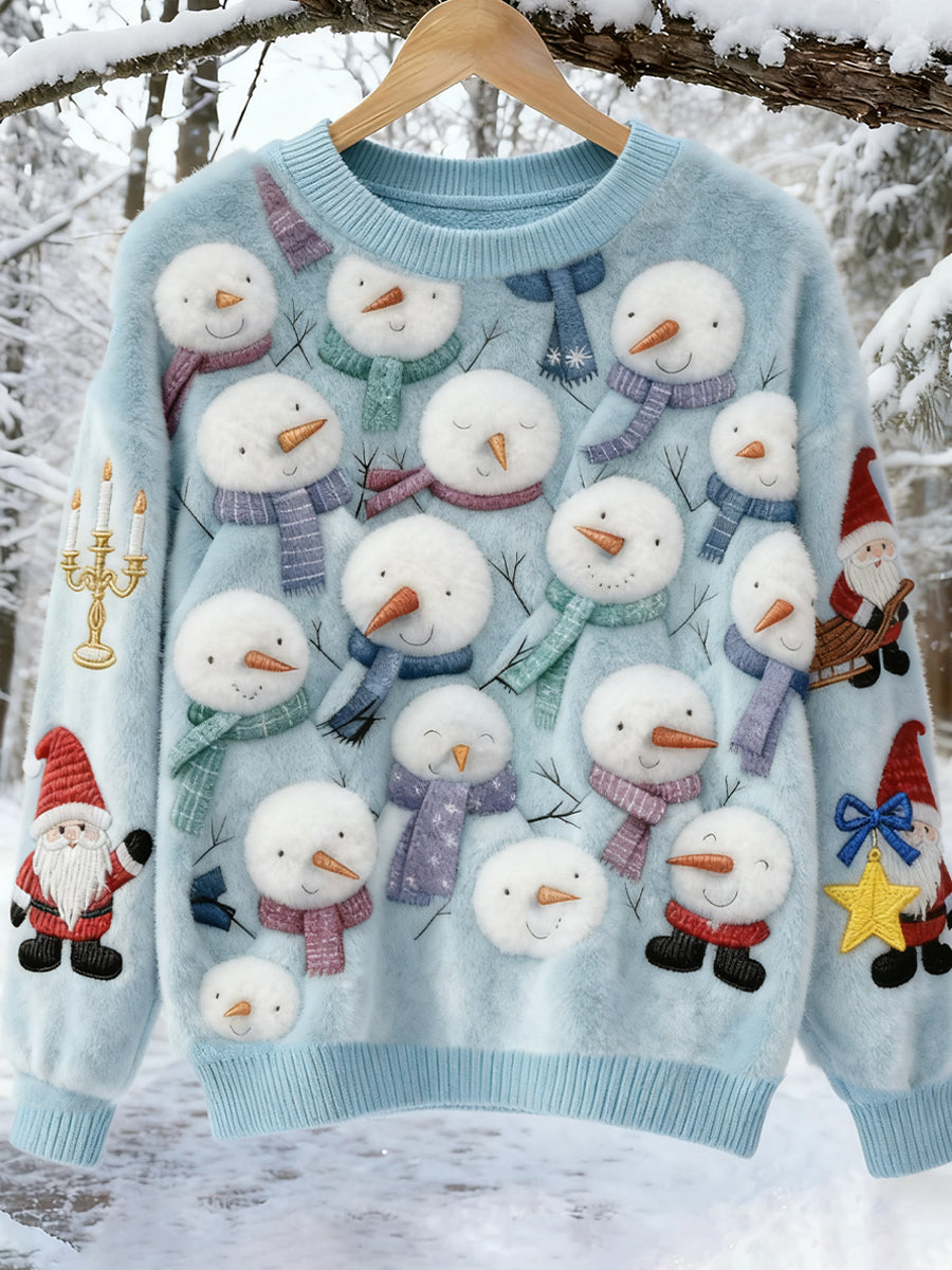 Women's Retro Animal Christmas Art Print Casual Flannel Top