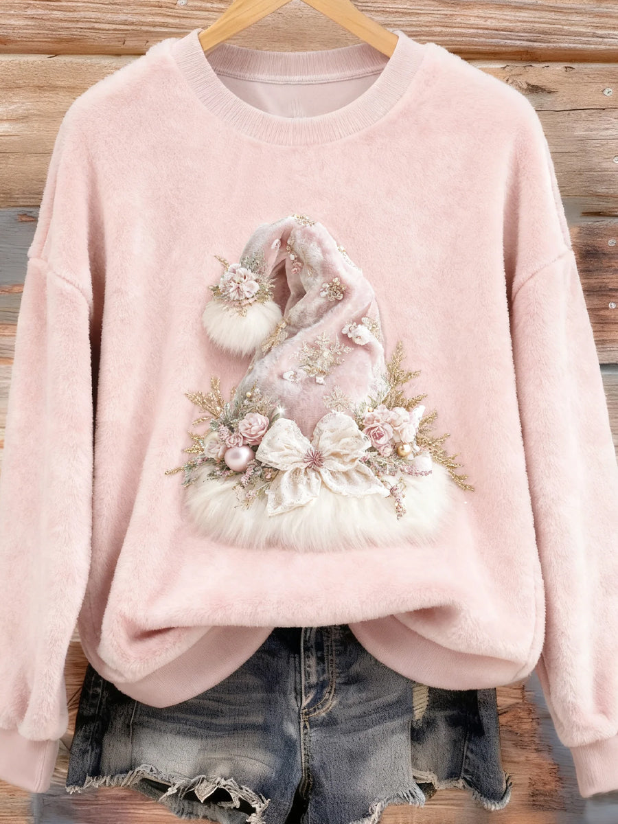 Women's Retro Animal Christmas Art Print Casual Flannel Top