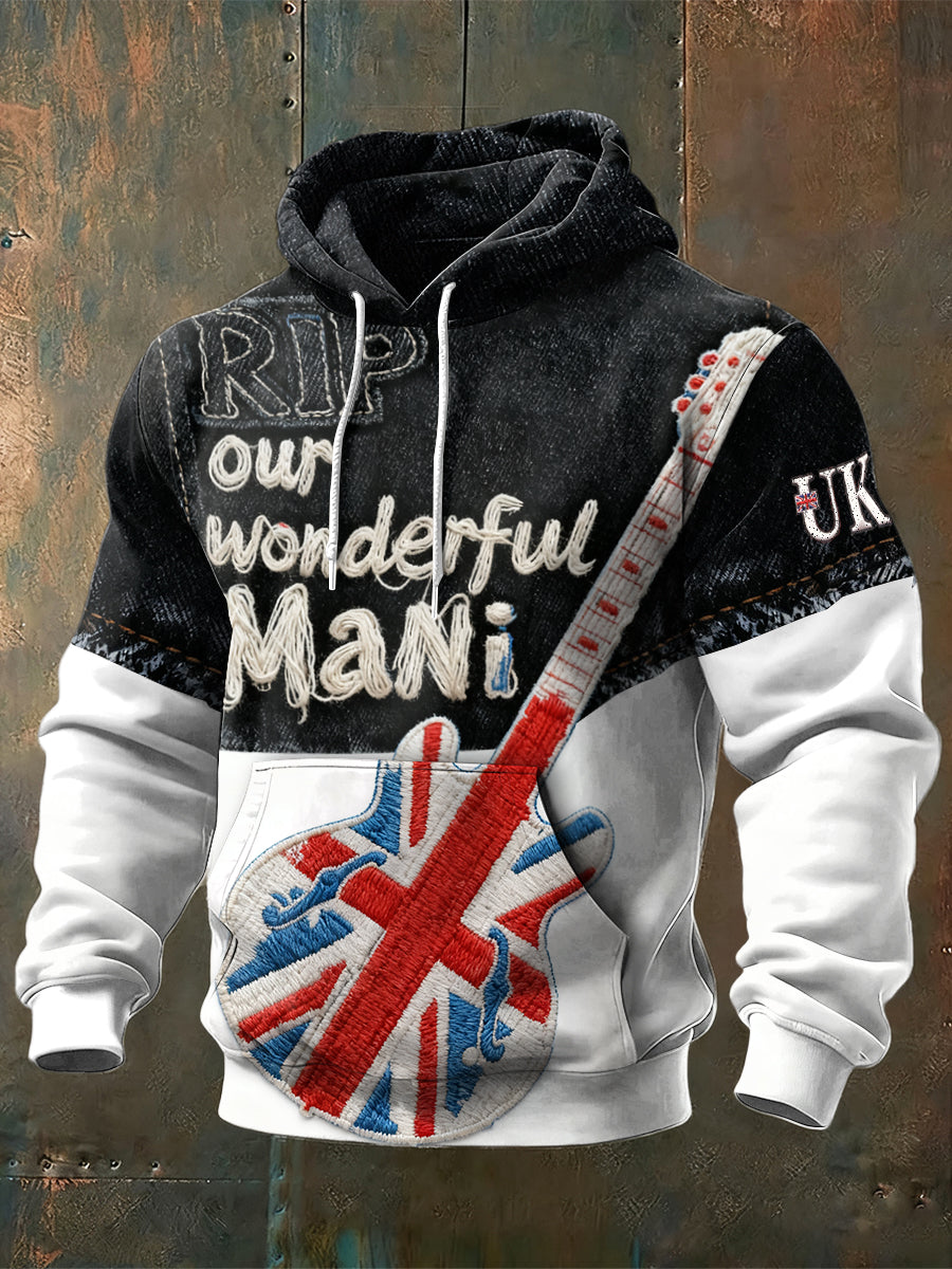 Men's British The Stone Rose RIP Our Bro Main Design Patchwork Sweatshirt