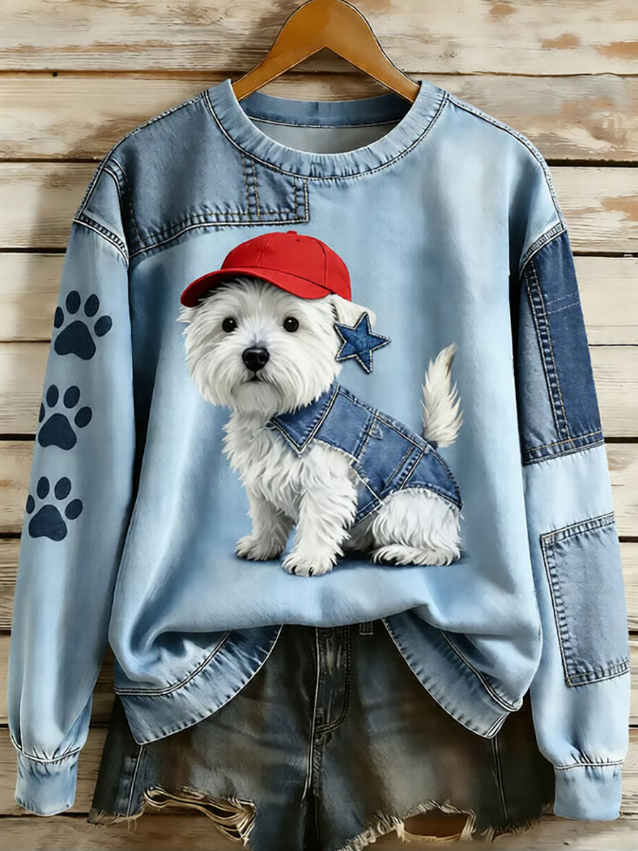 Women's Animal Lovers Dog Print Sweatshirt
