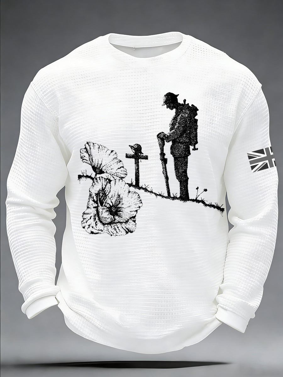 Men's British Remembrance Day Printed Long-Sleeved T-Shirt