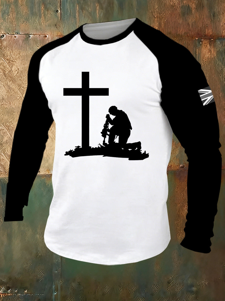 Men's UK Remembrance Day Commemorative Print Long-Sleeve T-Shirt