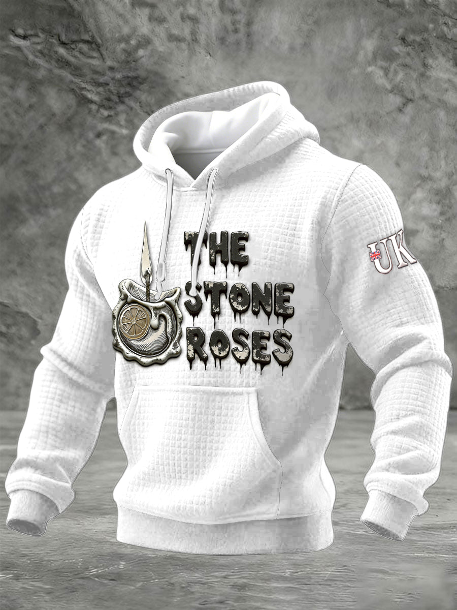 Men's British The Stone Rose White Design Printed Sweatshirt