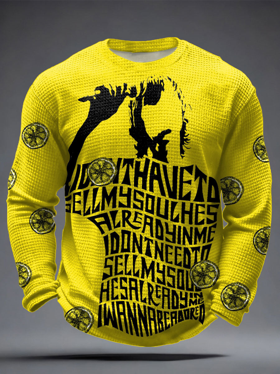 Men's iLemon Roses Music Lover Printed Waffle Tops