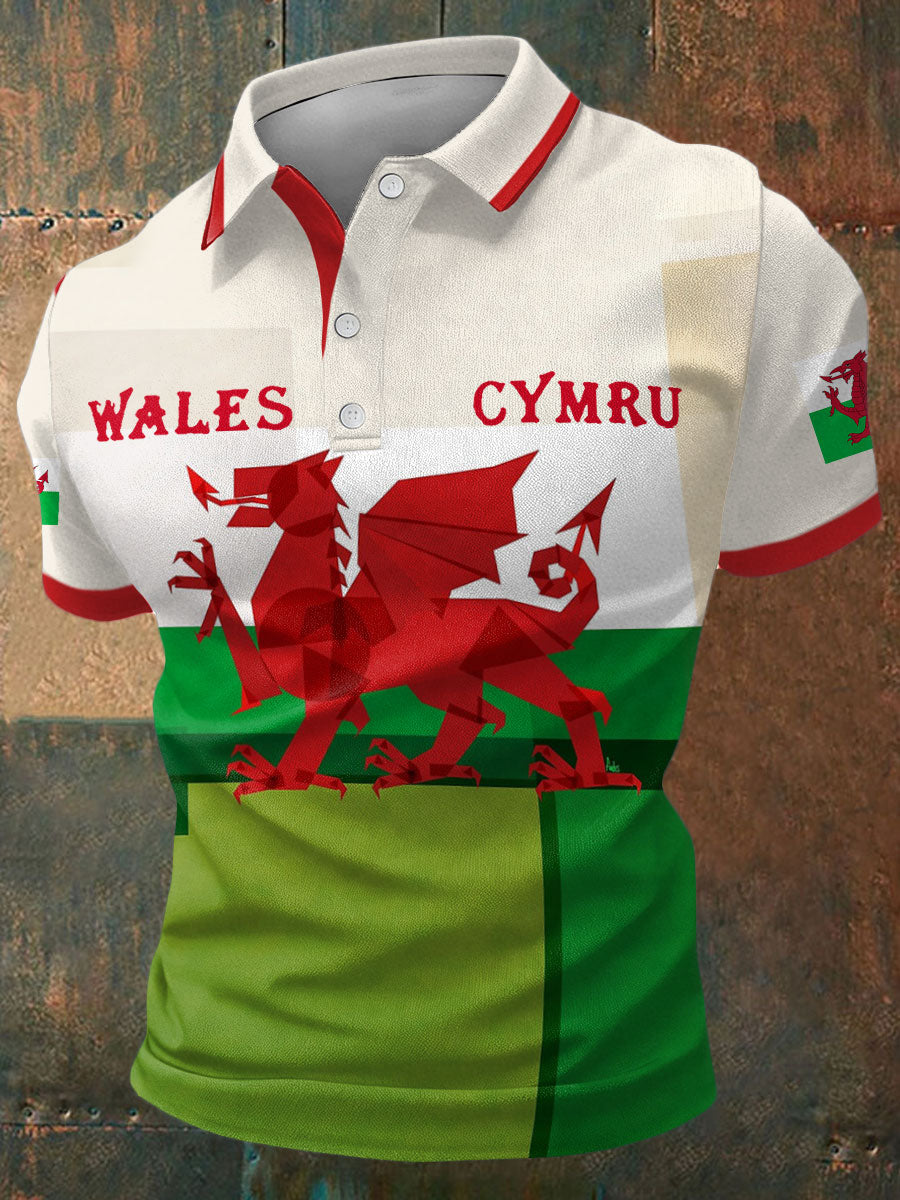 Men's Wales Welsh Rugby Lover Printed Casual Tops