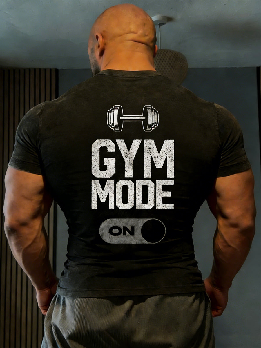 Men's Retro Gym Mode On Casual T-Shirt
