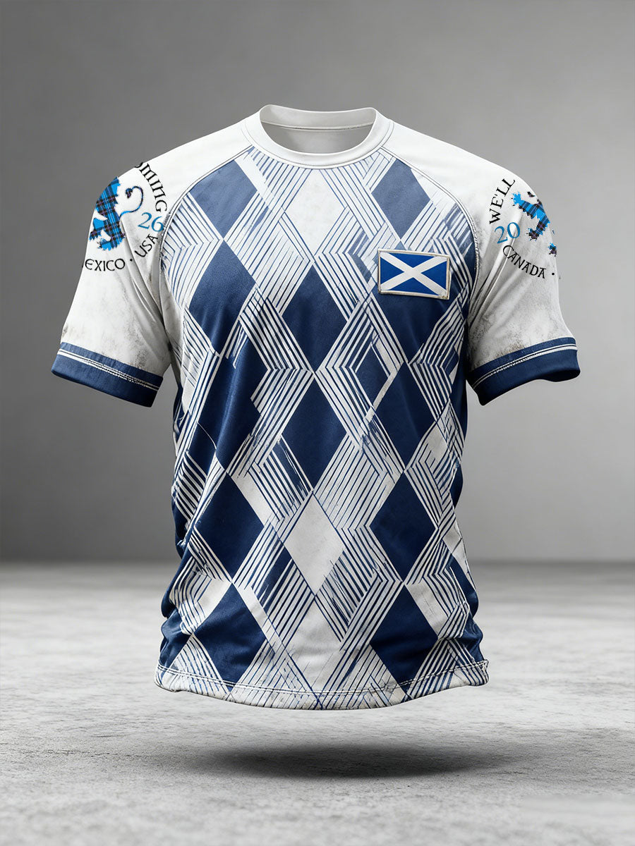 Men's Scotland Football Lover Tartan Army Printed T-shirt