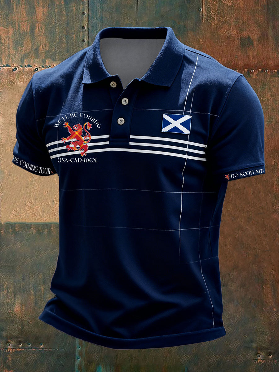 Men's Scotland Football Lover Tartan Army Printed Casual Tops