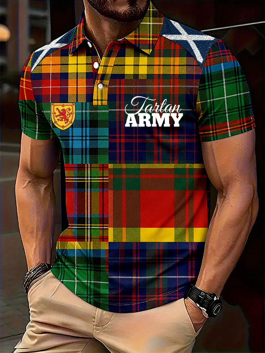 Men's Scotland Football Lover Tartan Army Printed Casual Tops