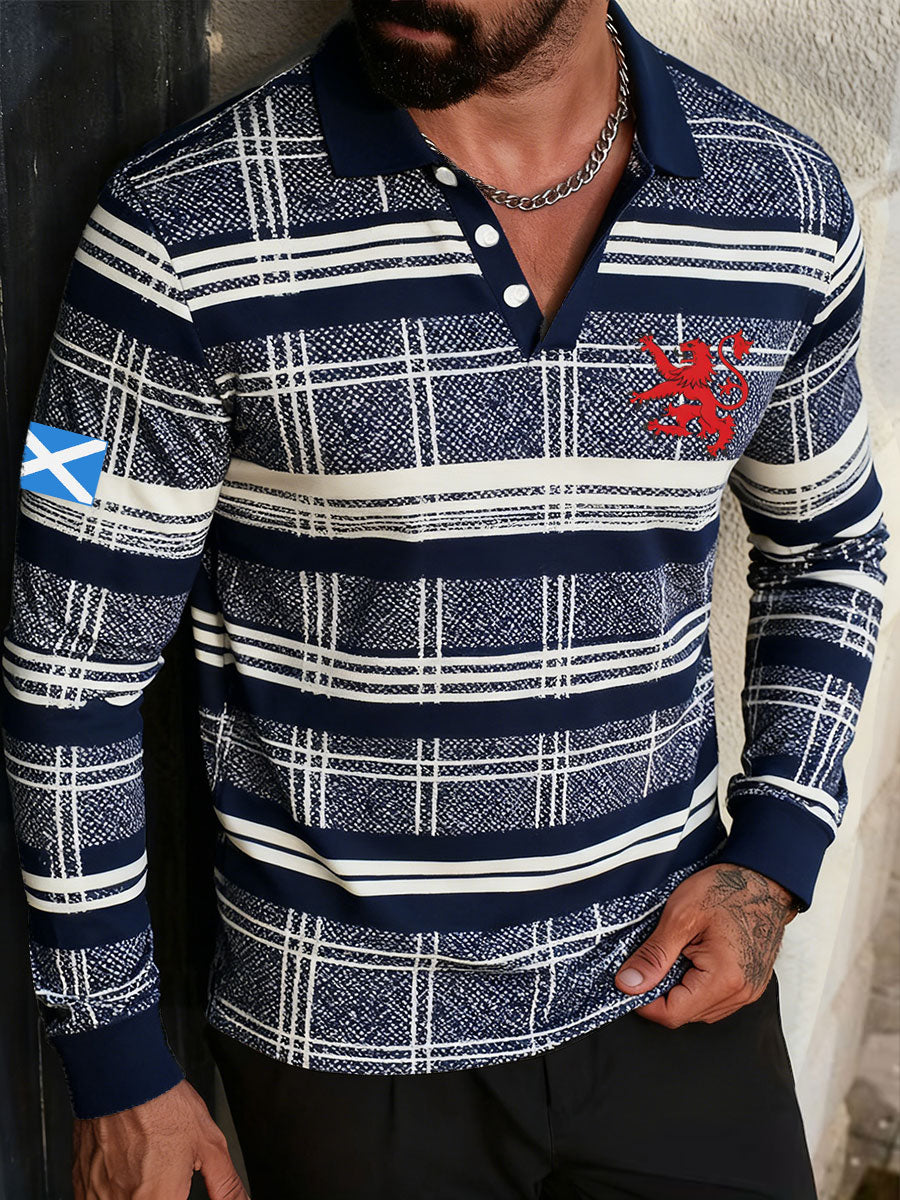 Men's Scotland Football Lover Tartan Army Printed Casual Tops