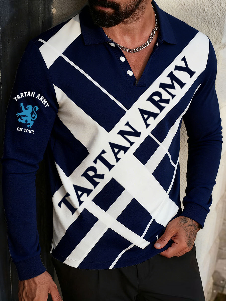 Men's Scotland Football Lover Tartan Army Printed Casual Tops