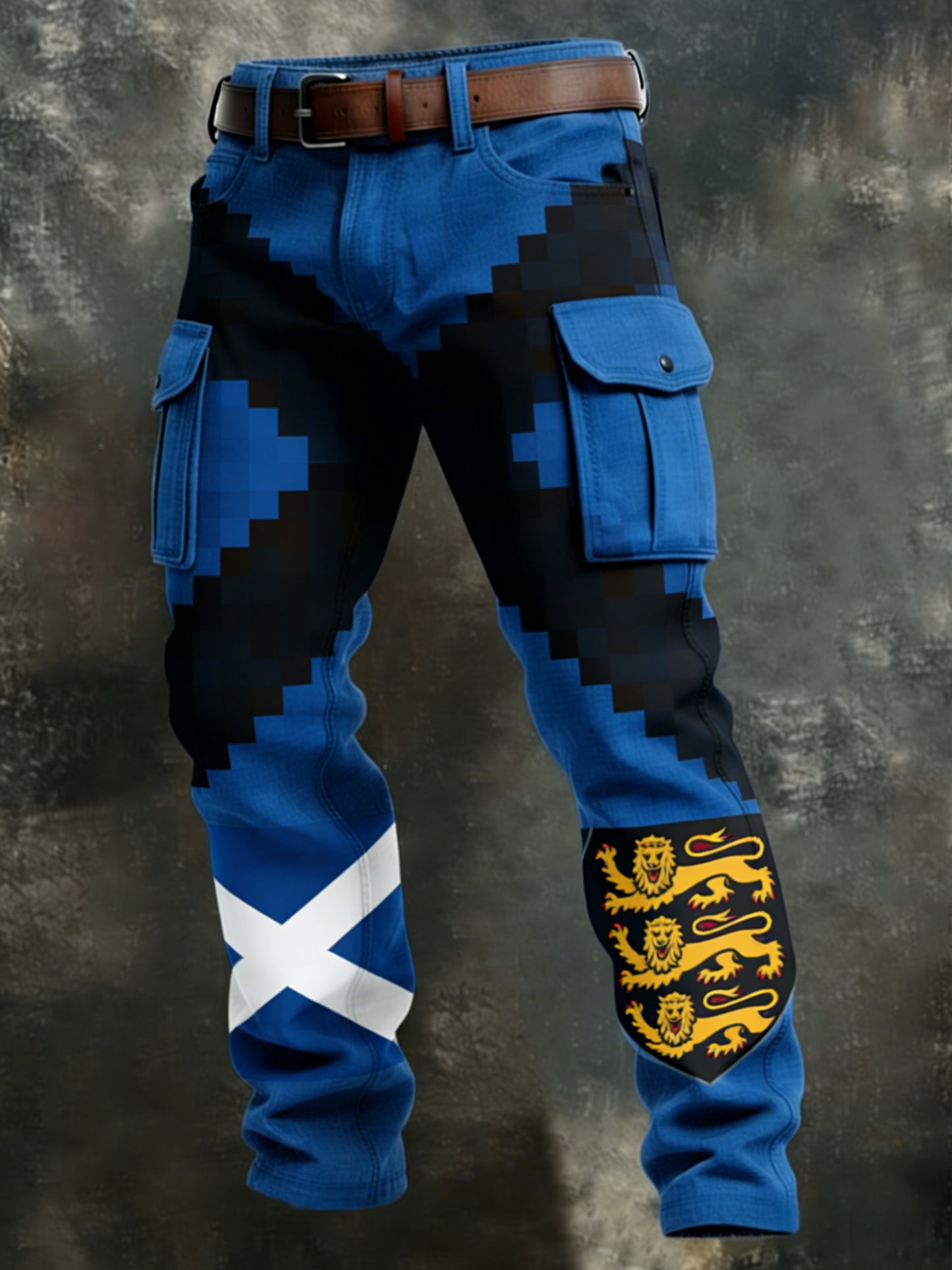 Men's Scotland Football Lover Tartan Army Business Style Casual Work Trousers