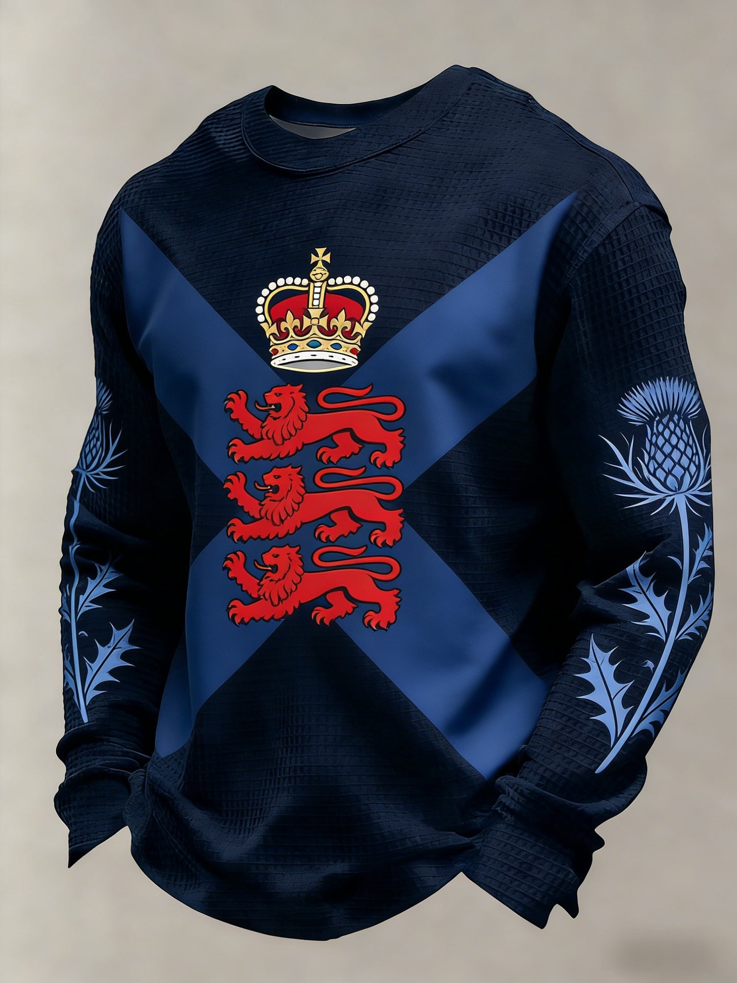 Men's Scotland Football Lover Tartan Army Casual Sports Waffle Top