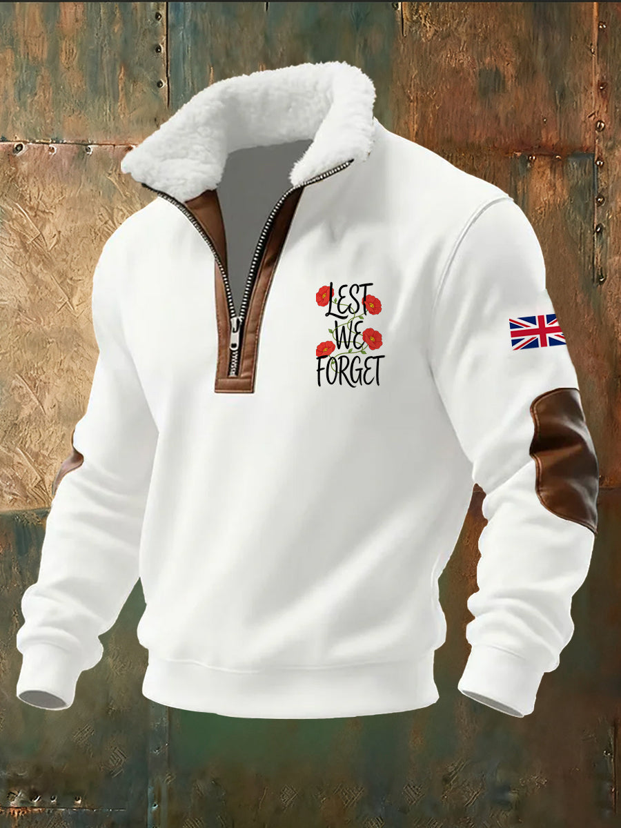 Men's British Remembrance Day Printed Stand-Collar Top