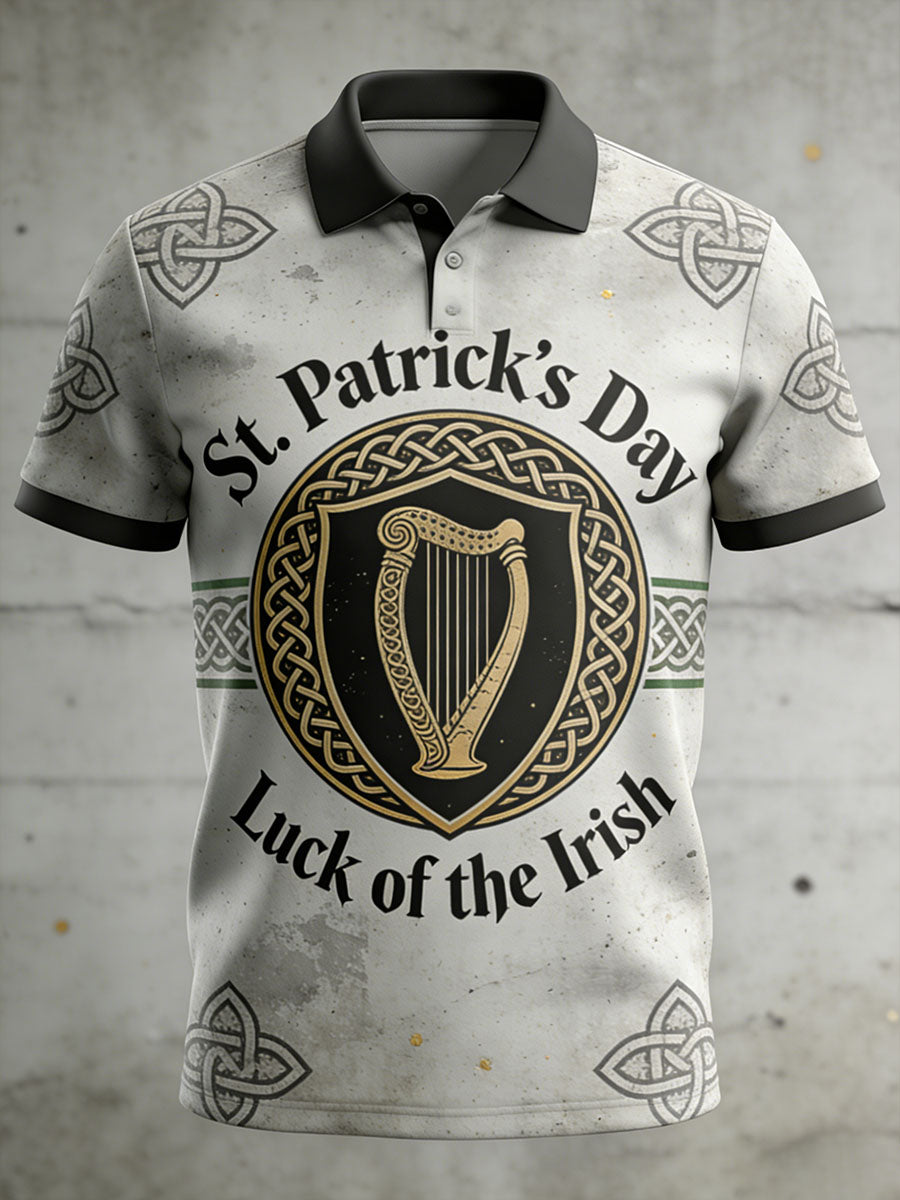 Men's Retro Saint Patrick's Day Print Casual Polo Shirt