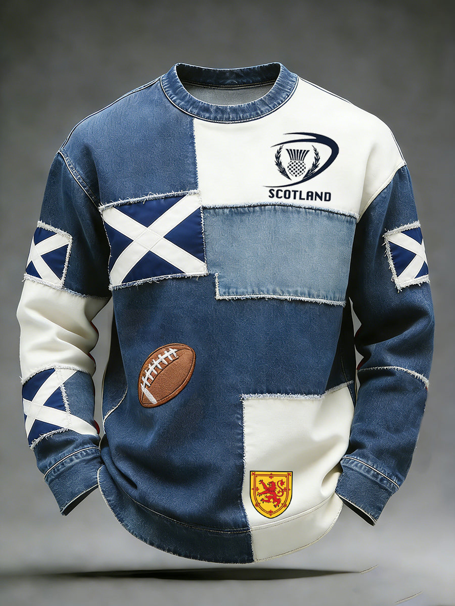 Men's Scottish rugby print polo shirt