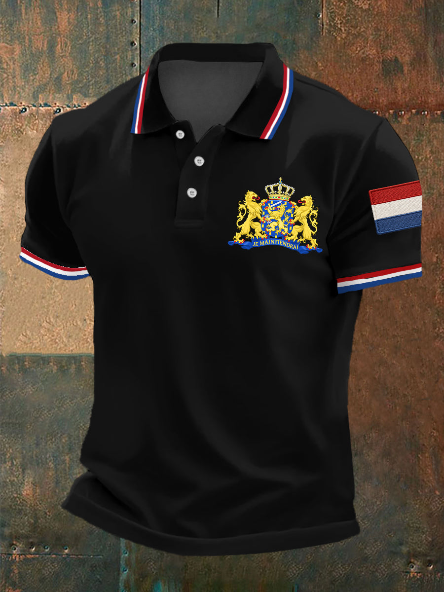 Heren Nederlandse vlag print casual top