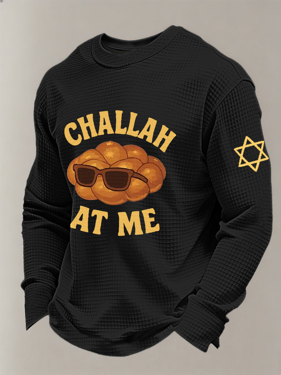 Men's Passover Challah At Me Waffle Sweatershirt