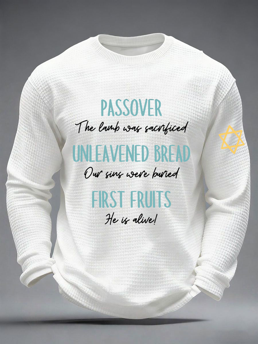 Men's Funny Passover Waffle Long Sleeve T-Shirt