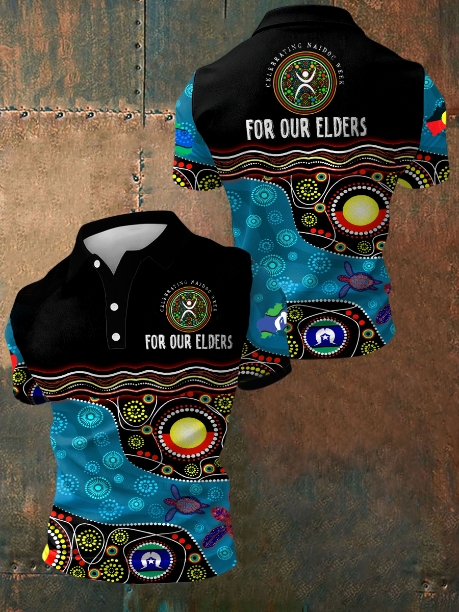 Men's AU 50 Years of Deadly NAIDOC Week Aboriginal Culture Printed polo shirt