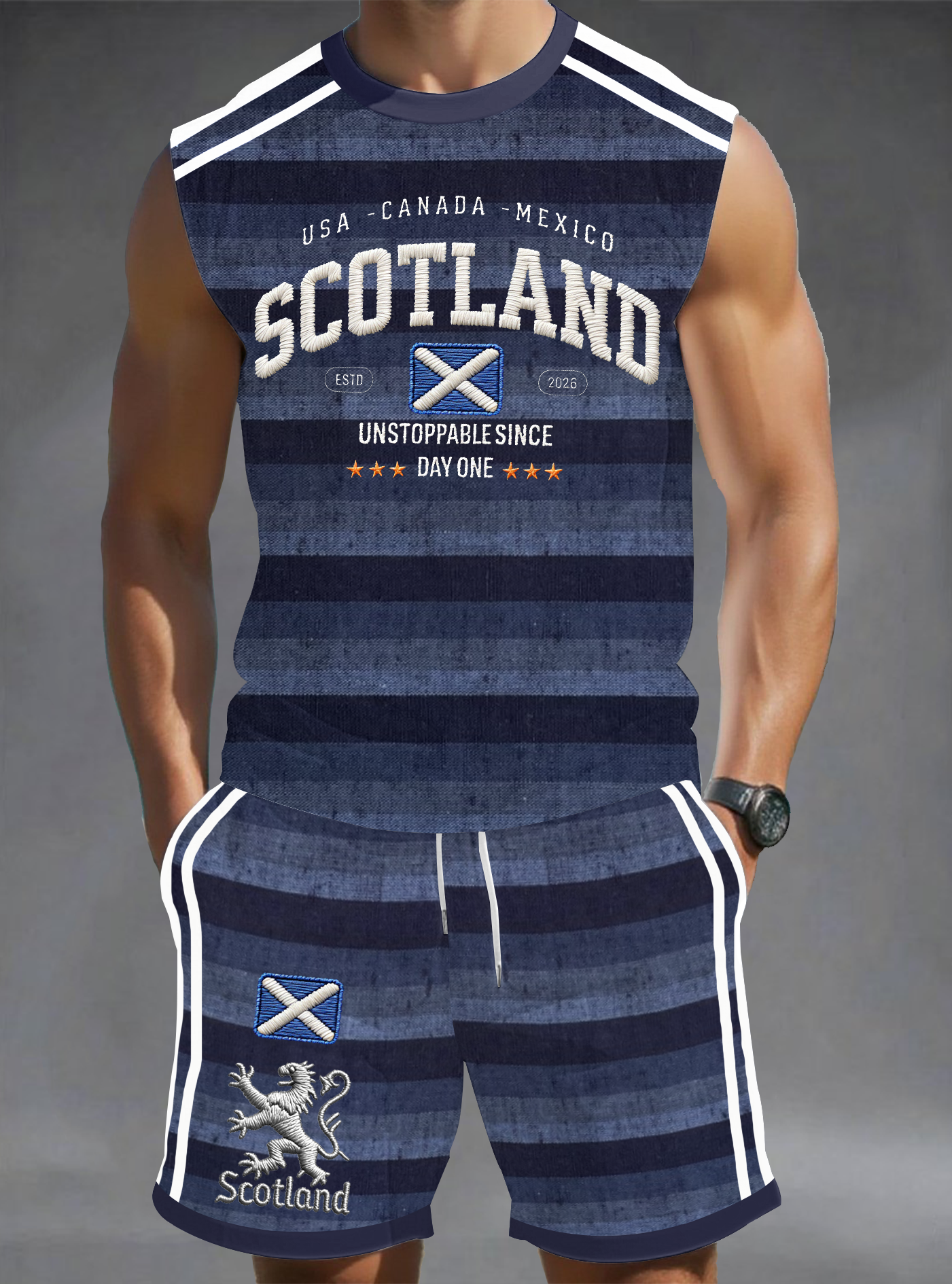Men's UK Football Lover Scotland Printed vest set