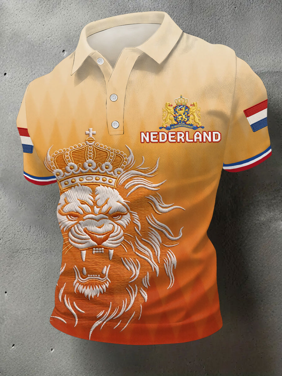 Heren Nederlandse vlag print casual polo