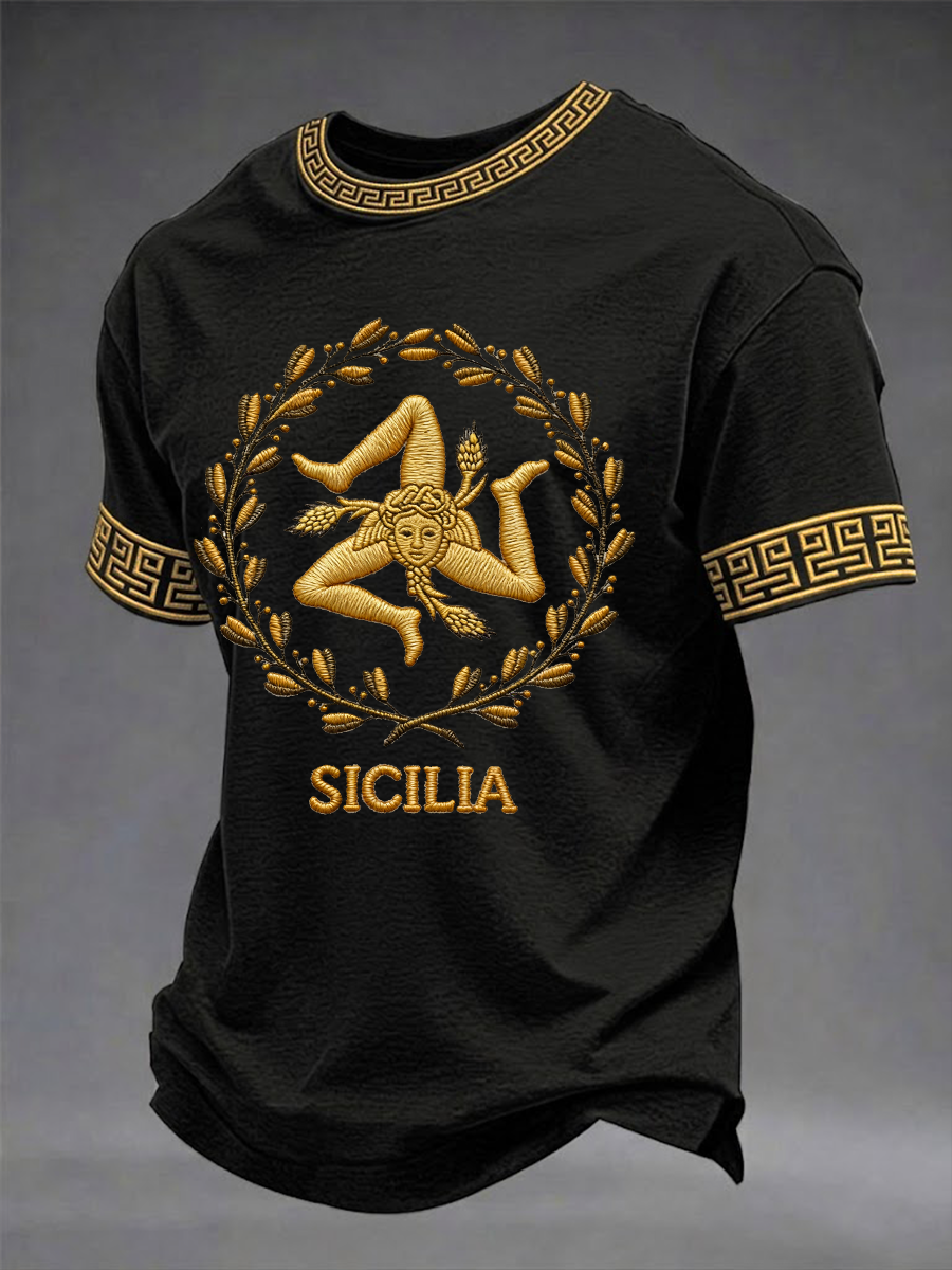T-shirt da uomo Sicilia Trinacria a maniche corte
