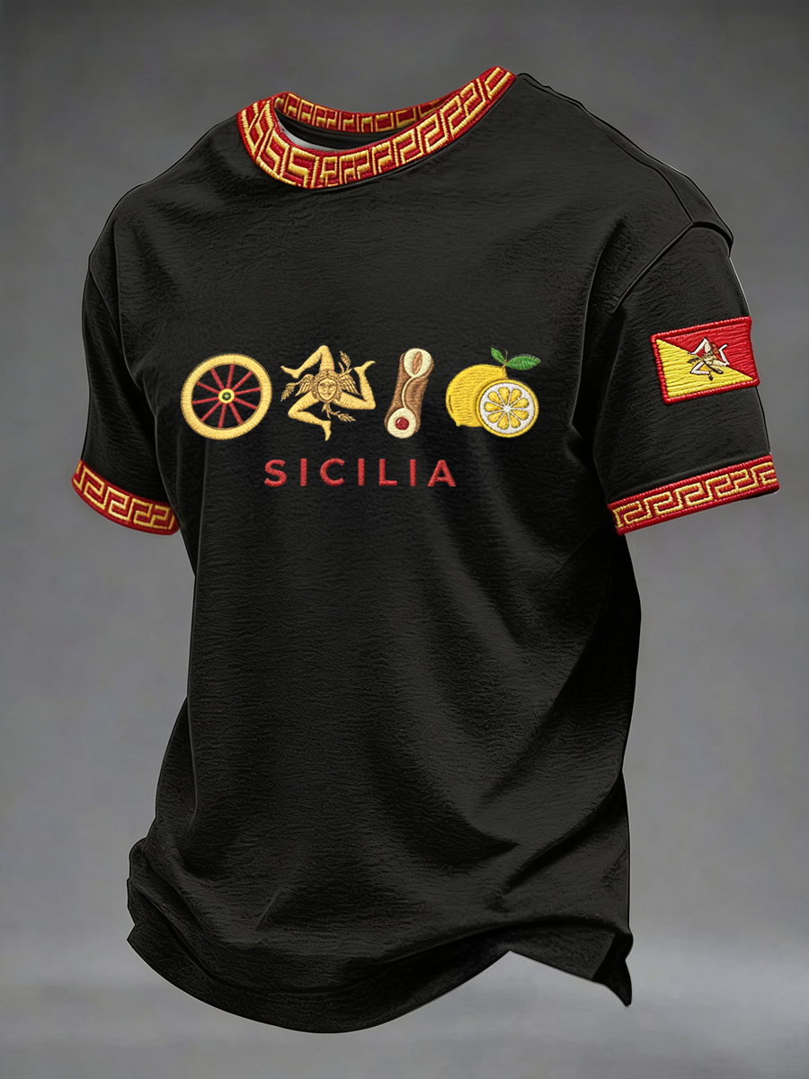 T-shirt da uomo Sicilia a maniche corte