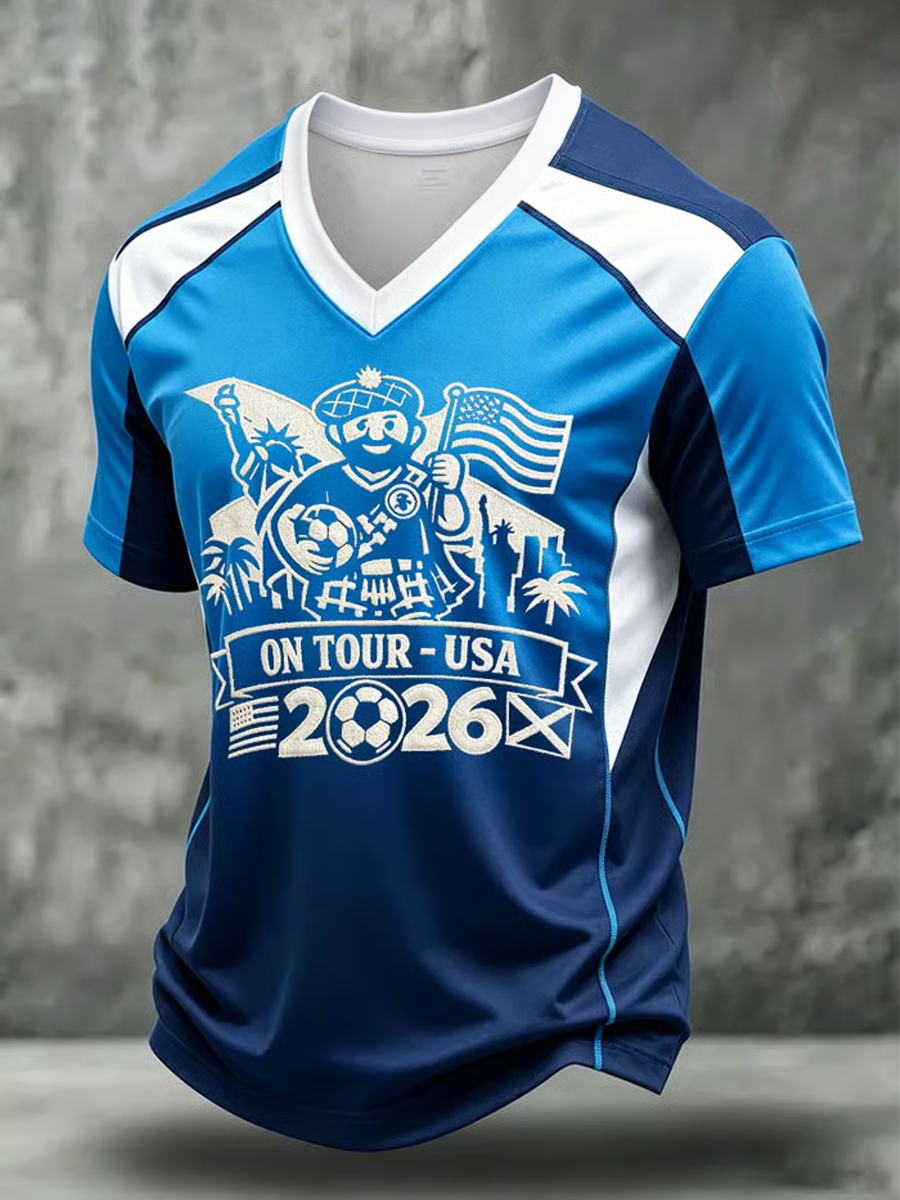 Men's UK Football Lover Scotland Printed V-neck T-shirt