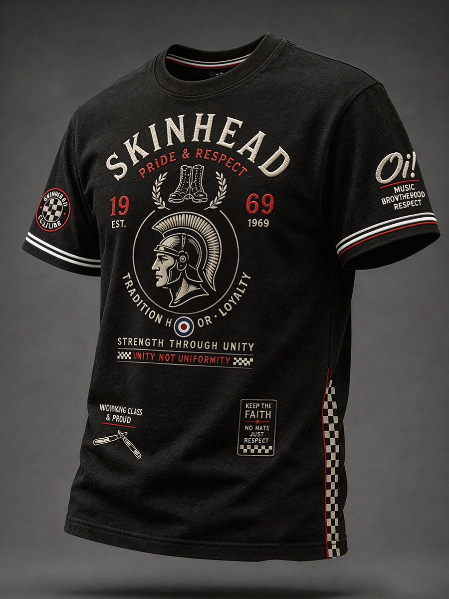 Men's UK Music Lover Skinhead Art Printed T-shirt