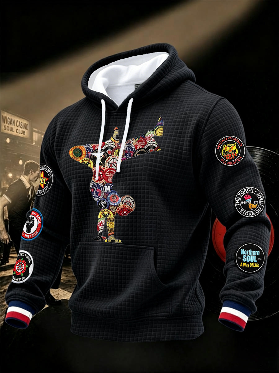 Men's Retro Northern Soul Keep The Faith Print Casual Waffle Hoodie
