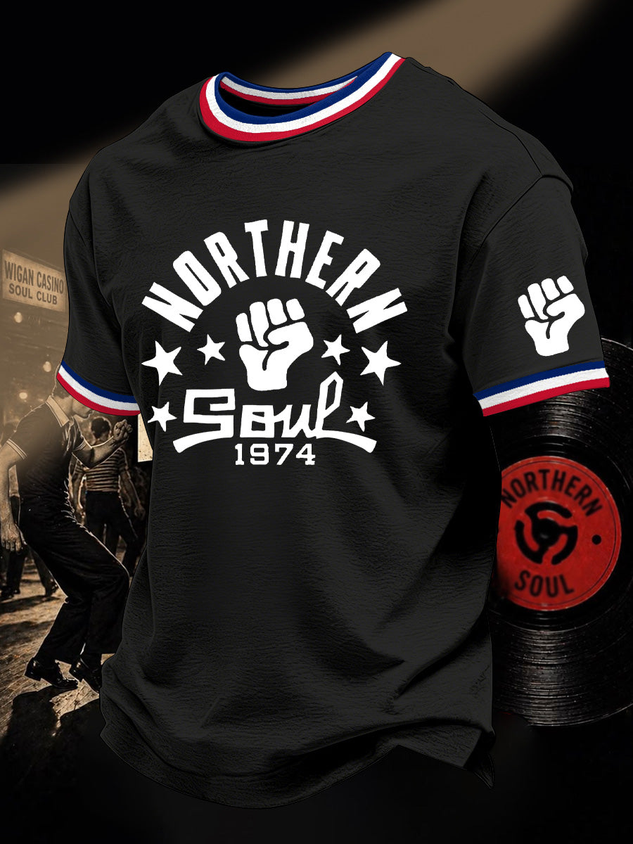 Men's Retro Northern Soul Print Casual Tee