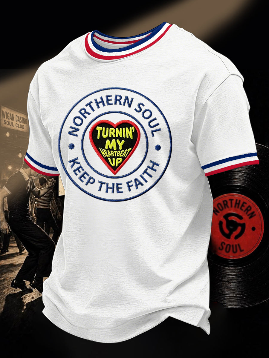 Men's Retro Northern Soul Keep The Faith Print Casual Tee