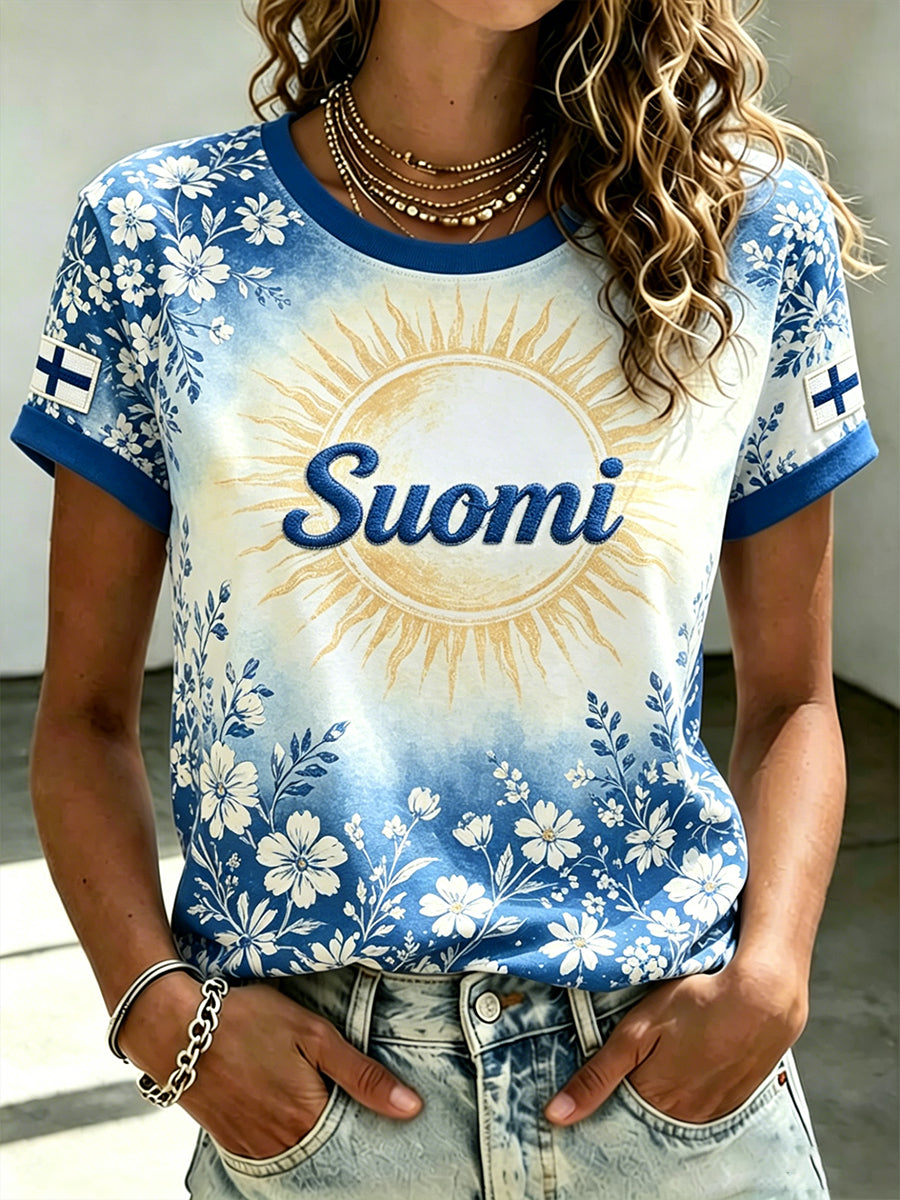 Women's Midsummer Floral Print Short-Sleeve T-Shirt