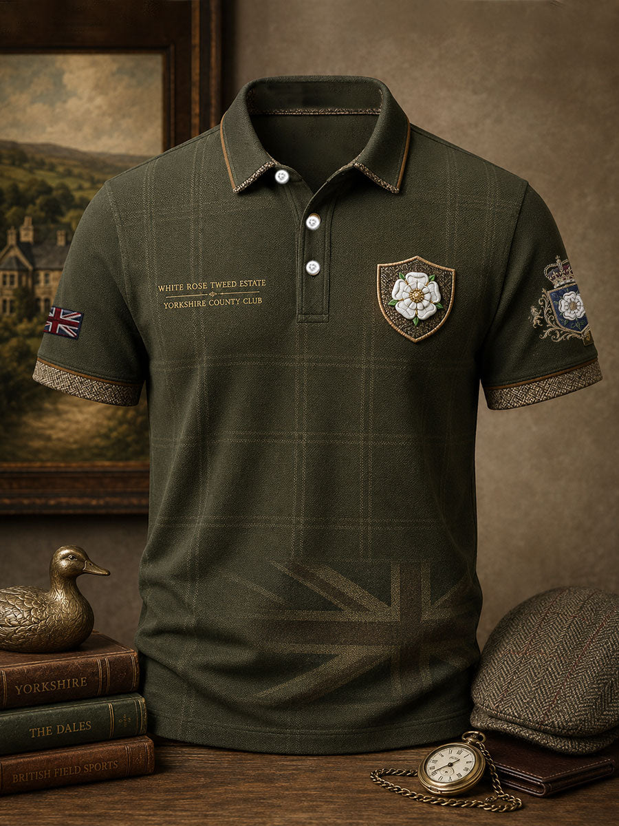 Men's England Yorkshire Day White Roses Art Printed Casual Tops