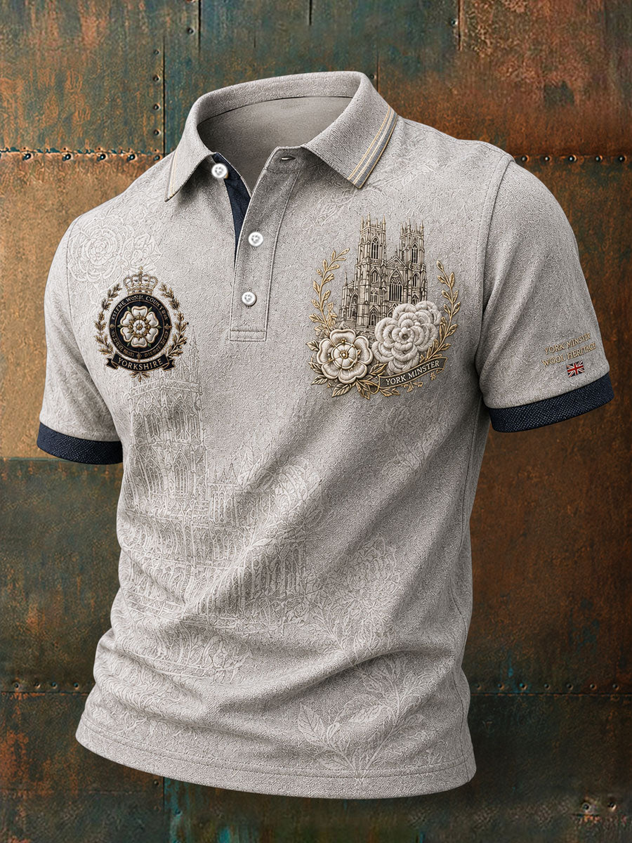 Men's England Yorkshire Day White Roses Art Printed Casual Tops